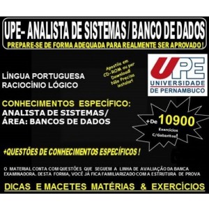 Apostila UPE - ANALISTA de SISTEMAS - Área: BANCO de DADOS - Teoria + 10.900 Exercícios - Concurso 2017