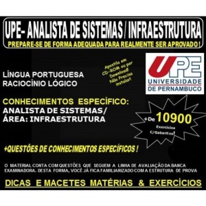 Apostila UPE - ANALISTA de SISTEMAS - Área: INFRAESTRUTURA - Teoria + 10.900 Exercícios - Concurso 2017