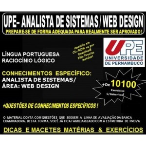 Apostila UPE - ANALISTA de SISTEMAS - Área: WEB DESIGN - Teoria + 10.100 Exercícios - Concurso 2017
