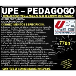 Apostila UPE - PEDAGOGO - Teoria + 7.700 Exercícios - Concurso 2017