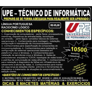 Apostila UPE - TÉCNICO em INFORMÁTICA - Teoria + 10.500 Exercícios - Concurso 2017