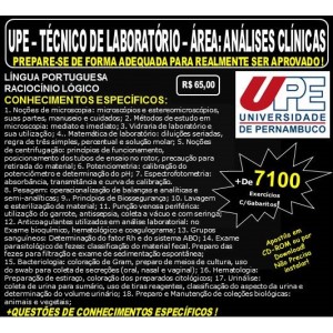 Apostila UPE - TÉCNICO de LABORATÓRIO - Área: ANÁLISES CLÍNICAS - Teoria + 7.100 Exercícios - Concurso 2017
