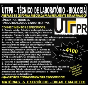 Apostila UTFPR - TÉCNICO de LABORATÓRIO - BIOLOGIA - Teoria + 4.100 Exercícios - Concurso 2019 