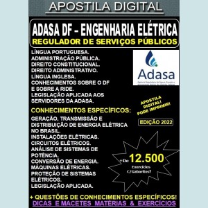 Apostila ADASA DF - ENGENHARIA ELÉTRICA - Teoria + 12.500 Exercícios - Concurso 2022
