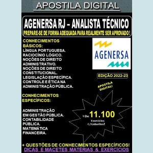 Apostila AGENERSA RJ - ANALISTA TÉCNICO - Teoria + 11.100 Exercícios - Concurso 2022/23