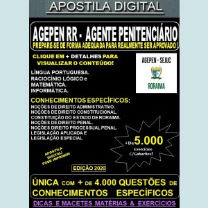Apostila AGEPEN RR - AGENTE PENITENCIÁRIO - Teoria +5.000 Exercícios - Concurso 2020
