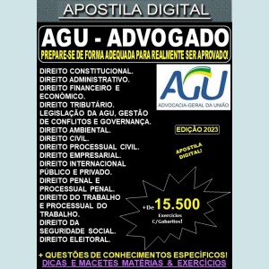 Apostila AGU - ADVOGADO - Teoria + 15.500 Exercícios - Concurso 2022-23
