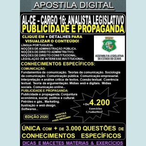 Apostila Assembléia Legislativa CE - Cargo 16: ANALISTA LEGISLATIVO - Área: PUBLICIDADE e PROPAGANDA - Teoria + 4.200 Exercícios - Concurso 2020