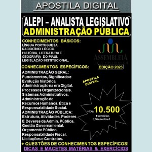 Apostila ALEPI - Analista Legislativo - ADMINISTRAÇÃO PÚBLICA - Teoria + 10.500 Exercícios - Concurso 2023