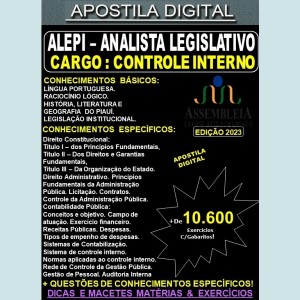 Apostila ALEPI - Analista Legislativo - CONTROLE INTERNO - Teoria + 10.600 Exercícios - Concurso 2023