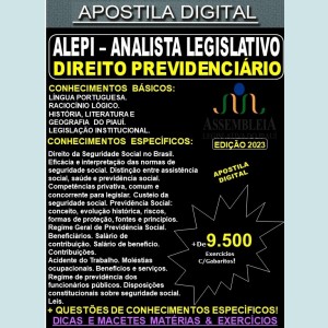Apostila ALEPI - Analista Legislativo - DIREITO PREVIDENCIÁRIO - Teoria + 9.500 Exercícios - Concurso 2023