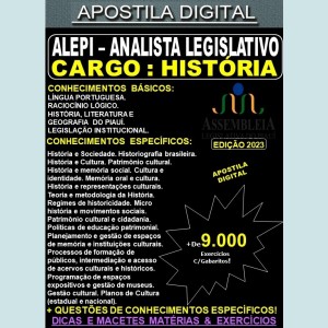 Apostila ALEPI - Analista Legislativo - HISTÓRIA - Teoria + 9.000 Exercícios - Concurso 2023
