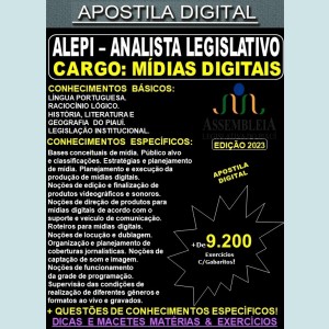 Apostila ALEPI - Analista Legislativo - MÍDIAS DIGITAIS - Teoria + 9.200 Exercícios - Concurso 2023