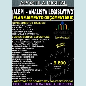 Apostila ALEPI - Analista Legislativo - PLANEJAMENTO ORÇAMENTÁRIO - Teoria + 9.600 Exercícios - Concurso 2023