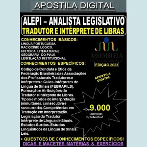 Apostila ALEPI - Analista Legislativo - TRADUTOR e INTÉRPRETE DE LIBRAS - Teoria + 9.000 Exercícios - Concurso 2023
