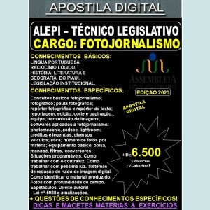 Apostila ALEPI - Técnico Legislativo - FOTOJORNALISMO - Teoria + 6.500 Exercícios - Concurso 2023