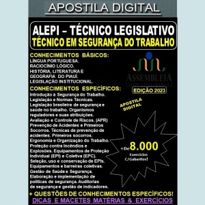Apostila ALEPI - Técnico Legislativo - SEGURANÇA DO TRABALHO - Teoria + 8.000 Exercícios - Concurso 2023