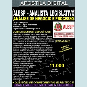 Apostila ALESP - ANALISTA LEGISLATIVO - ANÁLISE de NEGÓCIO e PROCESSOS - Teoria + 11.000 exercícios - Concurso 2022