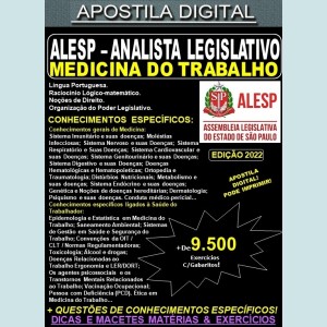 Apostila ALESP - ANALISTA LEGISLATIVO - MEDICINA do TRABALHO - Teoria + 9.500 exercícios - Concurso 2022