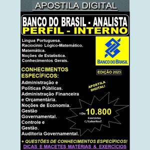 Apostila Banco do Brasil - BBTS ANALISTA PERFIL INTERNO - Teoria + 10.800 Exercícios - Concurso 2023
