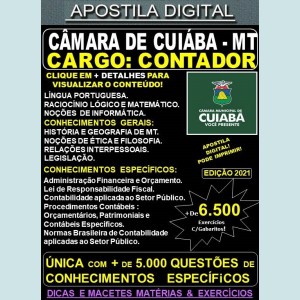 Apostila CÂMARA de CUIABÁ - CONTADOR - Teoria + 6.500 Exercícios - Concurso 2021