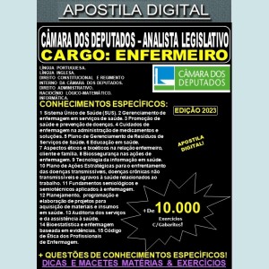 Apostila CÂMARA DOS DEPUTADOS - Analista Legislativo - ENFERMEIRO - Teoria + 10.000 Exercícios - Concurso 2023