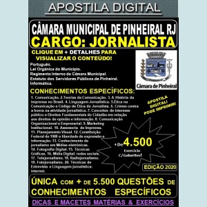 Apostila Câmara Municipal de Pinheiral RJ - JORNALISTA - Teoria + 4.500 Exercícios - Concurso 2020