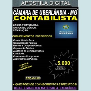 Apostila CÂMARA de UBERLÂNDIA - CONTABILISTA - Teoria + 5.600 Exercícios - Concurso 2021