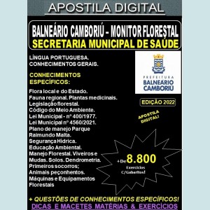 Apostila Prefeitura BALNEÁRIO CAMBORIÚ - MONITOR FLORESTAL - Teoria + 8.800 Exercícios - Concurso 2022