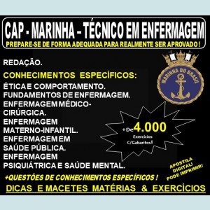 Apostila CAP - MARINHA - TÉCNICO em ENFERMAGEM - Teoria + 4.000 Exercícios - Concurso 2020