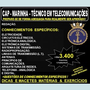 Apostila CAP - MARINHA - TÉCNICO em TELECOMUNICAÇÕES - Teoria + 3.400 Exercícios - Concurso 2019