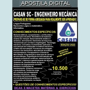 Apostila CASAN SC - ENGENHEIRO MECÂNICA - Teoria + 10.500 exercícios - Concurso 2022