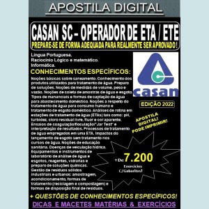 Apostila CASAN SC - OPERADOR de ETA / ETE - Teoria + 7.200 exercícios - Concurso 2022