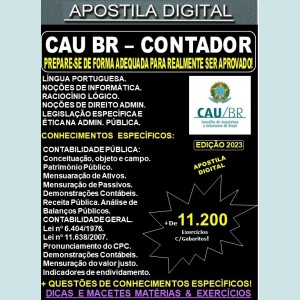 Apostila CAU BR - CONTADOR - Teoria + 11.200 Exercícios - Concurso 2023