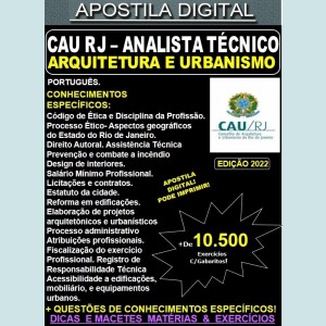 Apostila CAU RJ - ANALISTA TÉCNICO - ARQUITETURA E URBANISMO - Teoria + 10.500 Exercícios - Concurso 2022