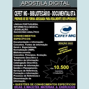 Apostila CEFET MG - BIBLIOTECÁRIO-DOCUMENTALISTA - Teoria + 10.500 Exercícios - Concurso 2022