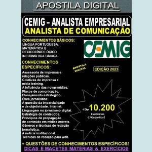 Apostila CEMIG - Analista Empresarial - ANALISTA de COMUNICAÇÃO - Teoria + 10.200 Exercícios - Concurso 2023