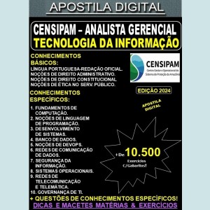 Apostila CENSIPAM - Analista Gerencial - TECNOLOGIA da INFORMAÇÃO - Teoria + 10.500 Exercícios - Concurso 2024