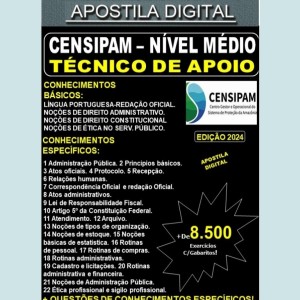 Apostila CENSIPAM - TÉCNICO de APOIO - Teoria + 8.500 Exercícios - Concurso 2024