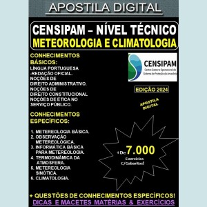 Apostila CENSIPAM - METEOROLOGIA e CLIMATOLOGIA (Nível Técnico) - Teoria + 7.000 Exercícios - Concurso 2024