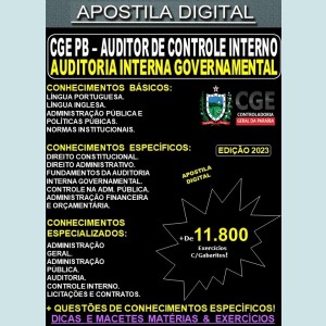 Apostila CGE PB - AUDITORIA INTERNA GOVERNAMENTAL - Teoria + 11.800 Exercícios - Concurso 2023