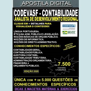 Apostila CODEVASF Analista de Desenvolvimento Regional - CONTABILIDADE - Teoria + 7.500 Exercícios - Concurso 2021