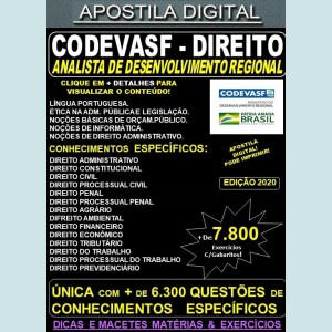 Apostila CODEVASF Analista de Desenvolvimento Regional - DIREITO - Teoria + 7.800 Exercícios - Concurso 2021