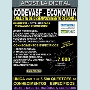 Apostila CODEVASF Analista de Desenvolvimento Regional - ECONOMIA - Teoria + 7.000 Exercícios - Concurso 2021