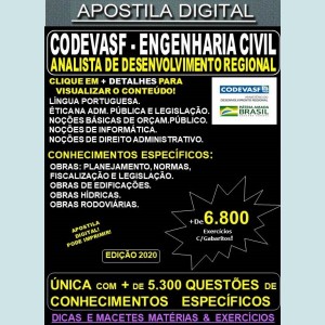 Apostila CODEVASF Analista de Desenvolvimento Regional - ENGENHARIA CIVIL - Teoria + 6.800 Exercícios - Concurso 2021