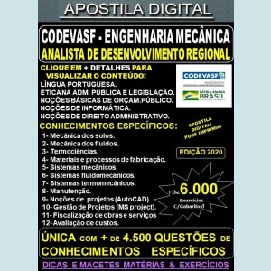 Apostila CODEVASF Analista de Desenvolvimento Regional - ENGENHARIA MECÂNICA - Teoria + 6.000 Exercícios - Concurso 2021