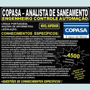 Apostila COPASA ANALISTA de SANEAMENTO - ENGENHEIRO CONTROLE AUTOMAÇÃO - Teoria + 4.500 Exercícios - Concurso 2018