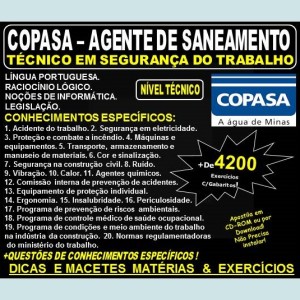 Apostila COPASA AGENTE de SANEAMENTO - TÉCNICO em SEGURANÇA do TRABALHO - Teoria + 4.200 Exercícios - Concurso 2018