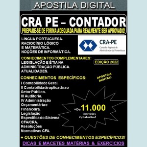Apostila CRA PE - CONTADOR - Teoria + 11.000 Exercícios - Concurso 2022