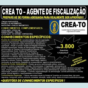 Apostila CREA TO - AGENTE de FISCALIZAÇÃO - Teoria + 3.800 Exercícios - Concurso 2019